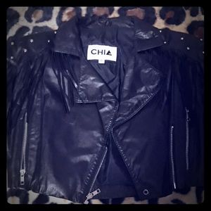 Chia Fringe Studded Leather Jacket Size S